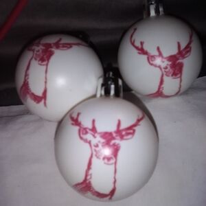 Festive White and Red Deer Ornaments
